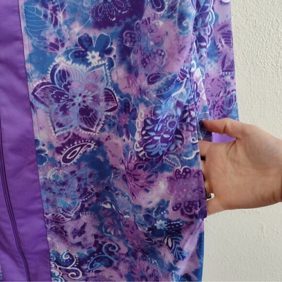 Vintage Collections Etc Long Purple Blue Paisley Zip Robe Housecoat Womens M - Picture 7 of 10